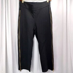NYGARD SLIMS Capri‎ Pants Wide Waistband Black Womens Size M (10-12) Zipper Hem